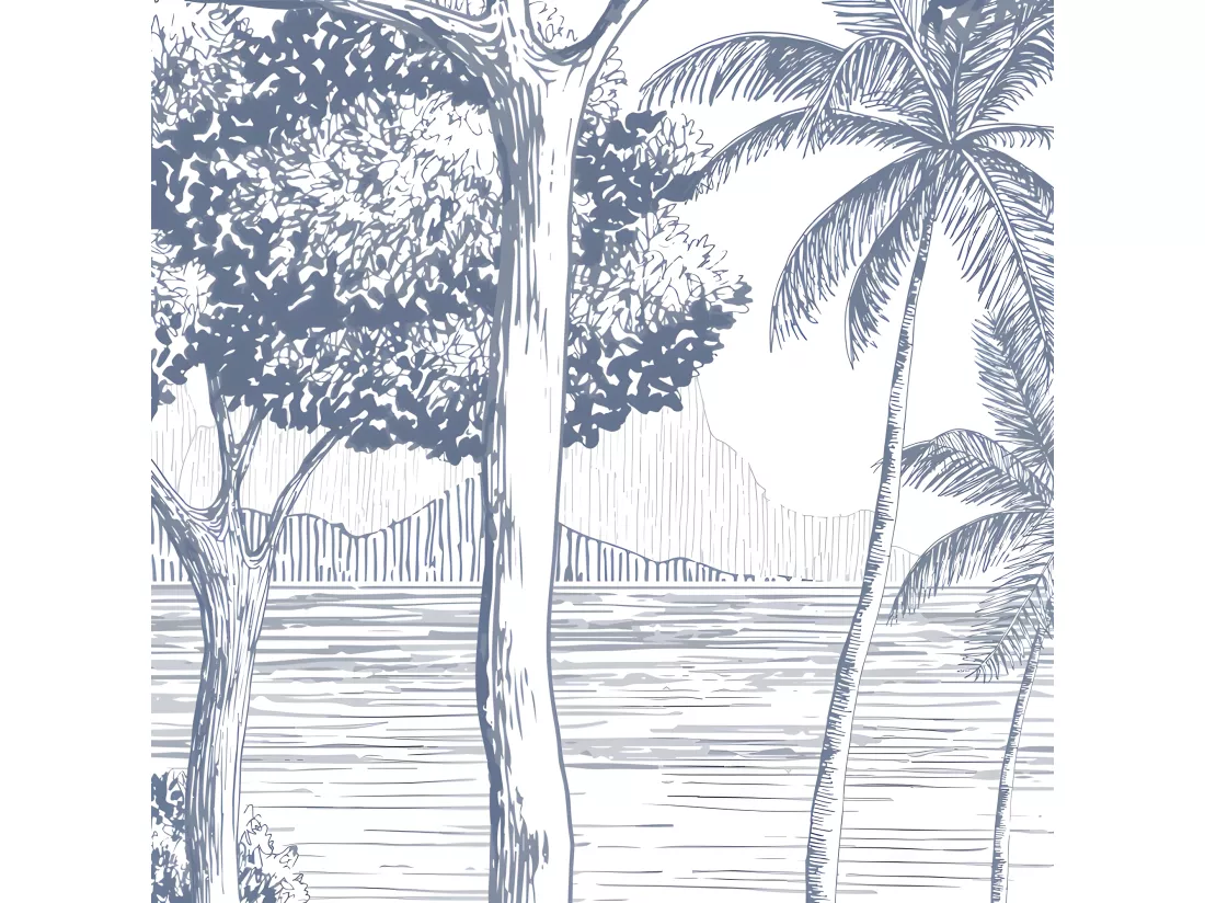 Papier Peint Panoramique L432xH270cm - La Plage Encre - Papier intissé 150gr/m2