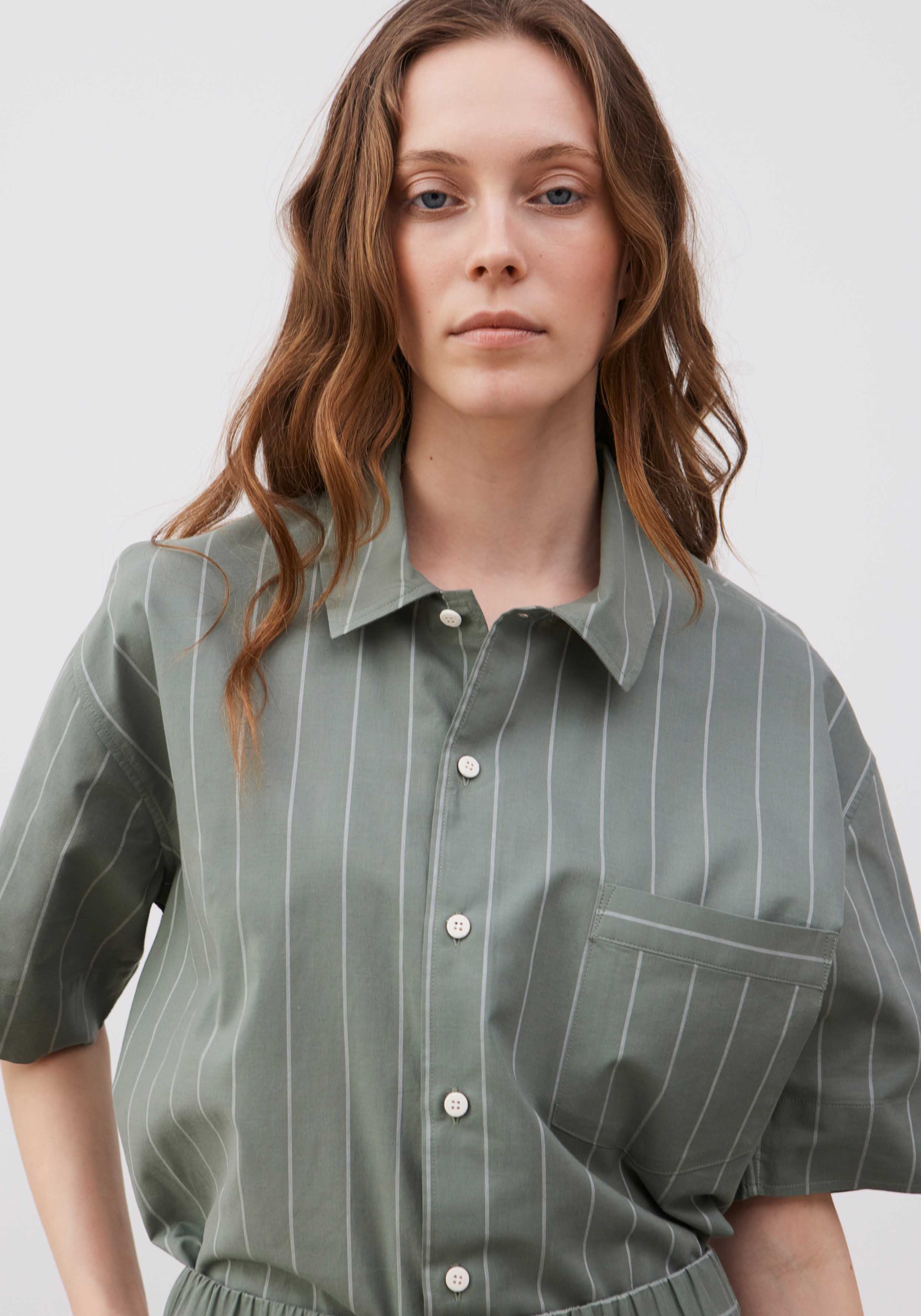 Lavie Kurzarmhemd John Striped Fichtengrün/Undyed