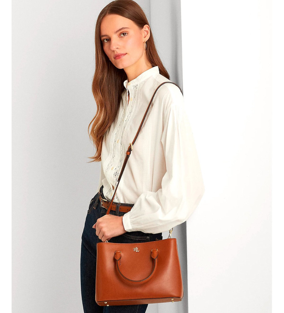 Bolsa Ralph Lauren Marcy em couro marrom