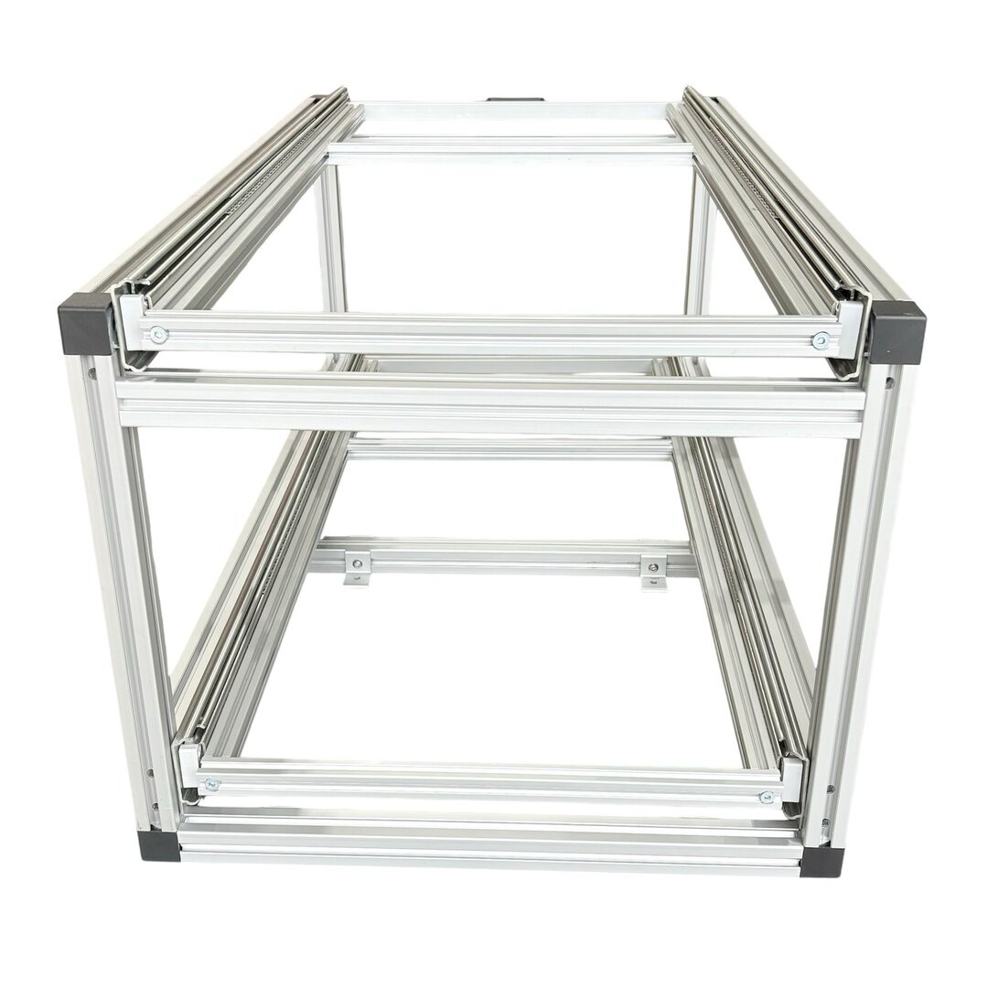 Dubbel schuifframe met 2 open bakken en multiplexplaat - 90x40 cm