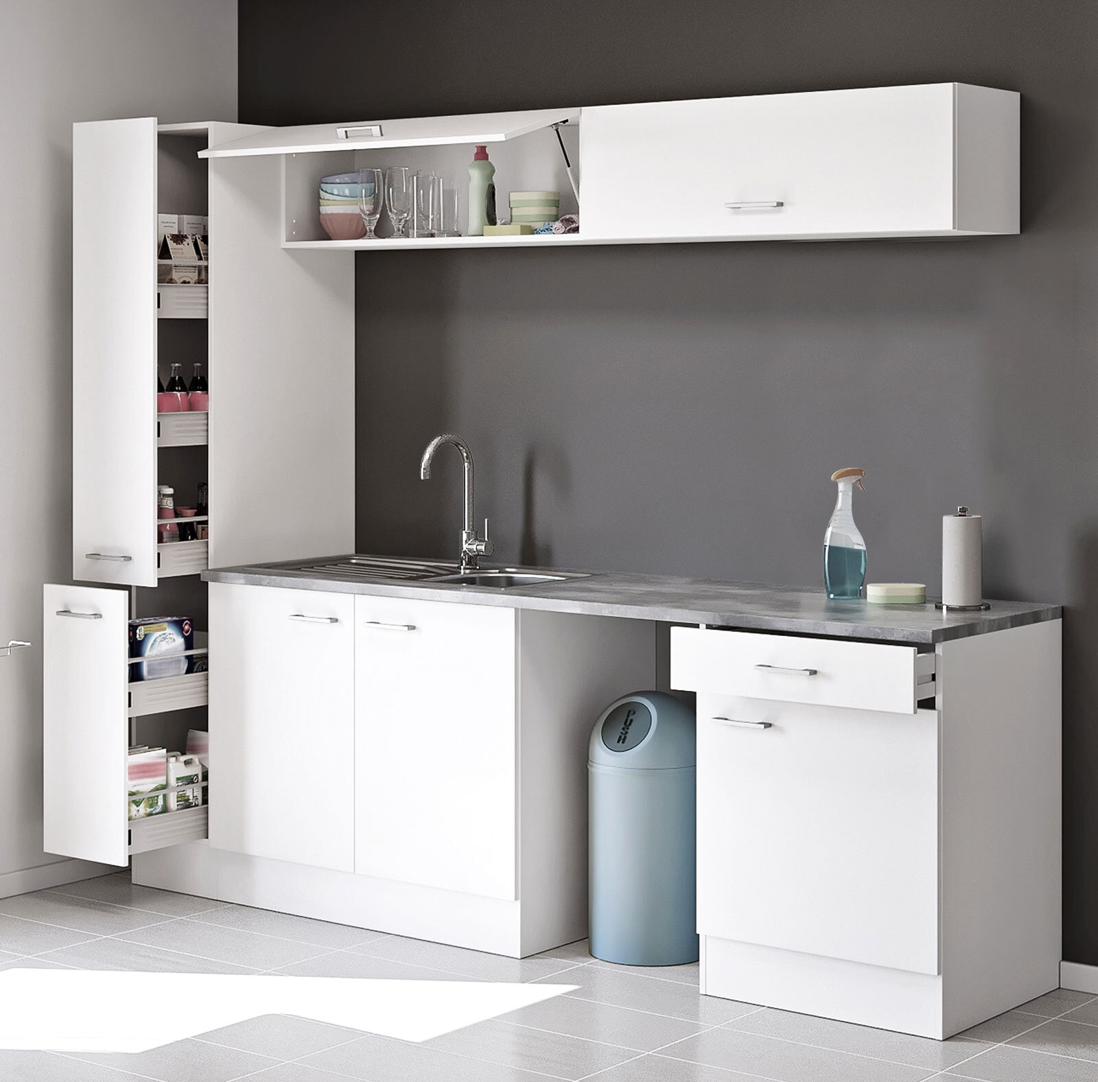 Spülenunterschrank Lucca Weiß/Grau