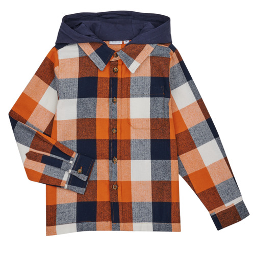 Name it - NKMLANE LS OVERSHIRT WH - Orange / Marine / Blanc