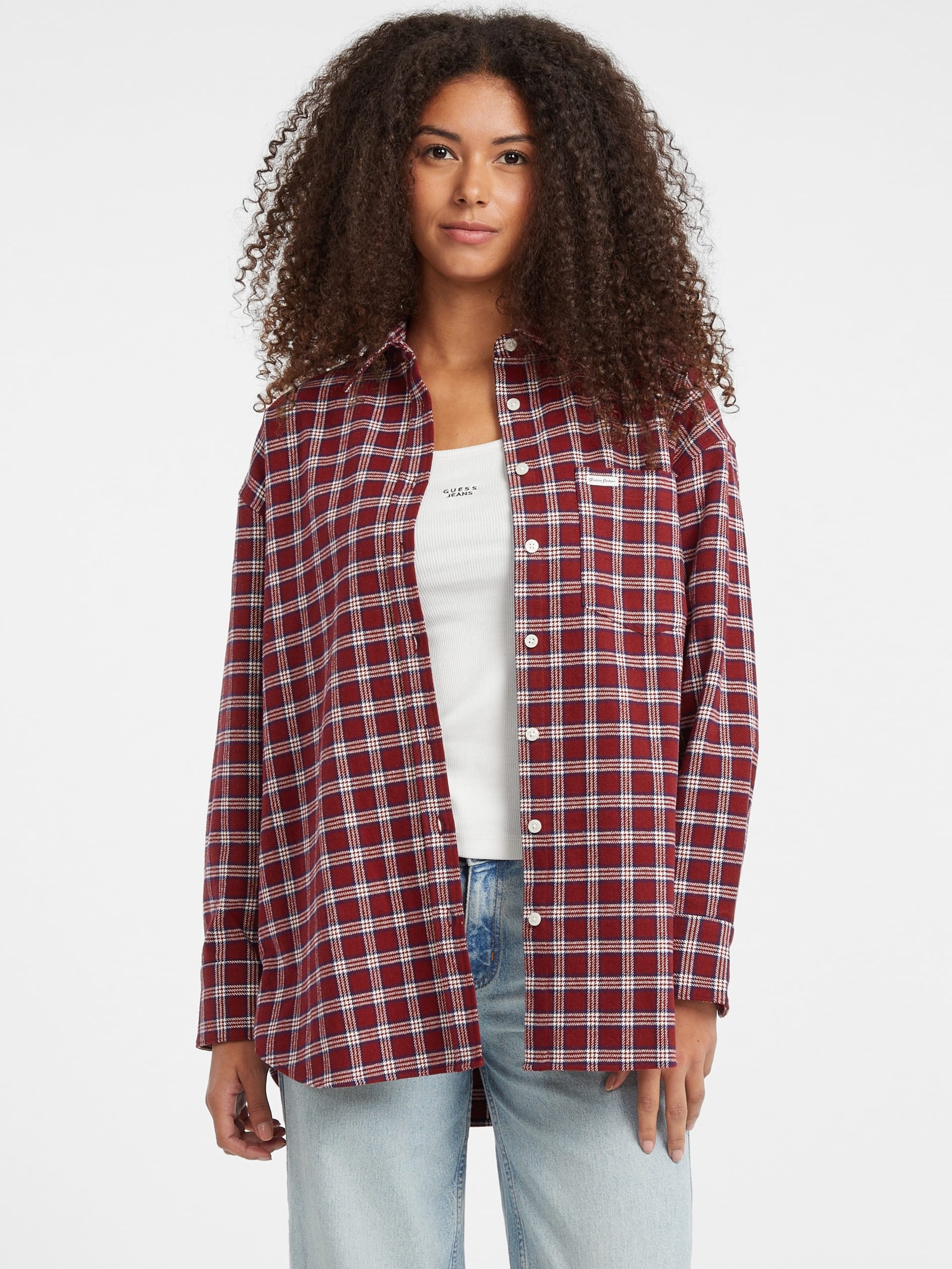 Camisa xadrez oversized com bolso