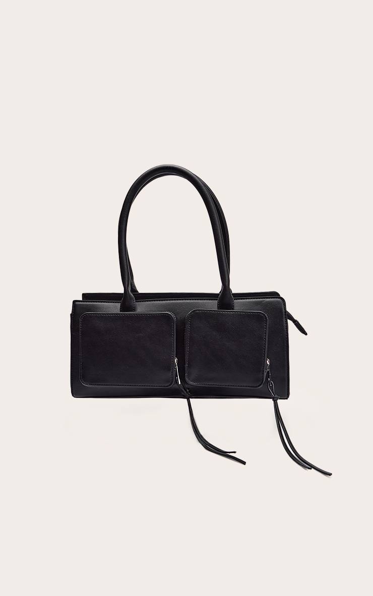 Noir Sac À Bandoulière Beige Avec Détail Poche Motif Synthétique