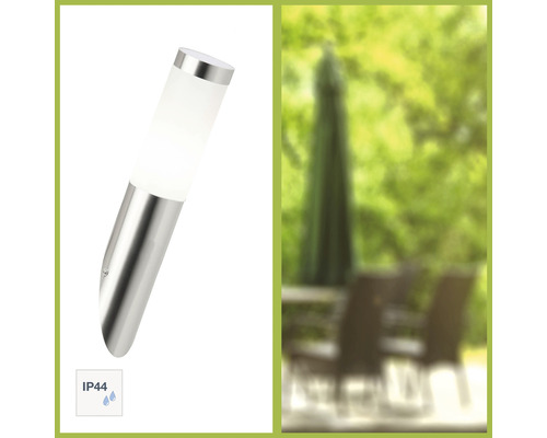 Buitenwandlamp, 1-lichts, roestvrij staal/wit