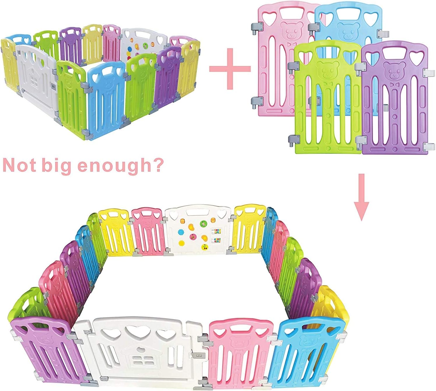 Gupamiga Parc Bebe Modulable 150 x 180 cm, Parc Enfant, Parc de Jeux Bébé, Blanc