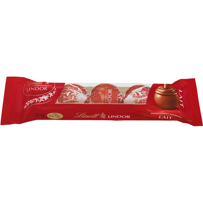 LINDOR Étui de 3 boules de chocolat au lait Lindt - 37 g