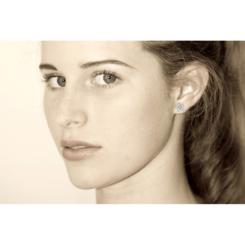 Boucles d'Oreilles Argent Marguerite et Strass