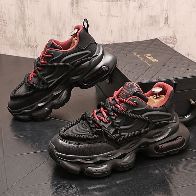 Mr Ozera - Platform Plain Lace-Up Sneakers