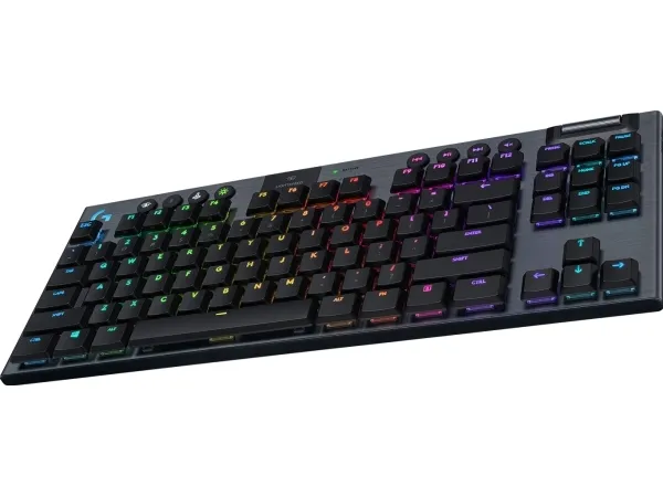 Logitech G915 TKL Tenkeyless LIGHTSPEED Wireless RGB Mechanical Gaming Keyboard - Tastatur - bagbelyst - USB, Bluetooth, 2.4 GHz - Nordisk - tastkontakt: GL Clicky - kulsort