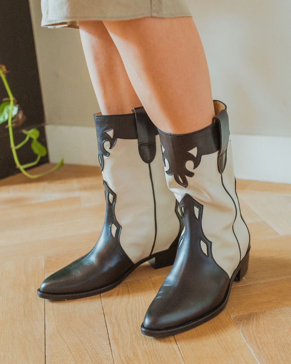 Toral TL-12765 Off-White/Zwart Damesboots
