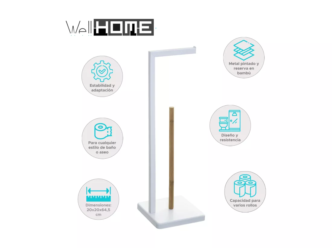 WELL HOME - Réserve papier toilette 'Natureo' blanc Ø20x64,5