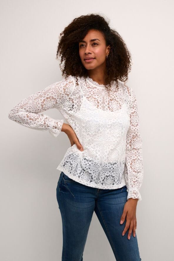Cream CRTiley Lace Blouse Snow white