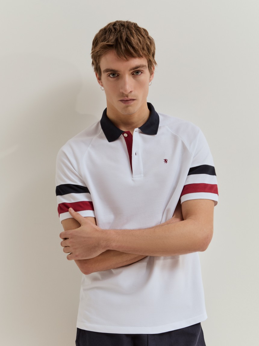 Polo de manga curta em algodão