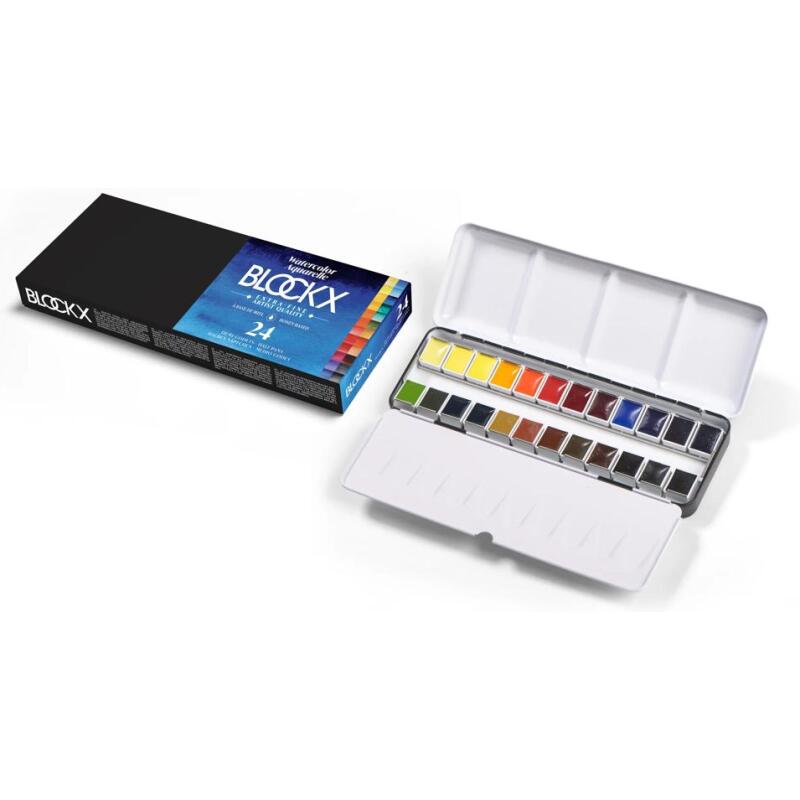 Aquarelle Boite Métal + 24 demi-godets