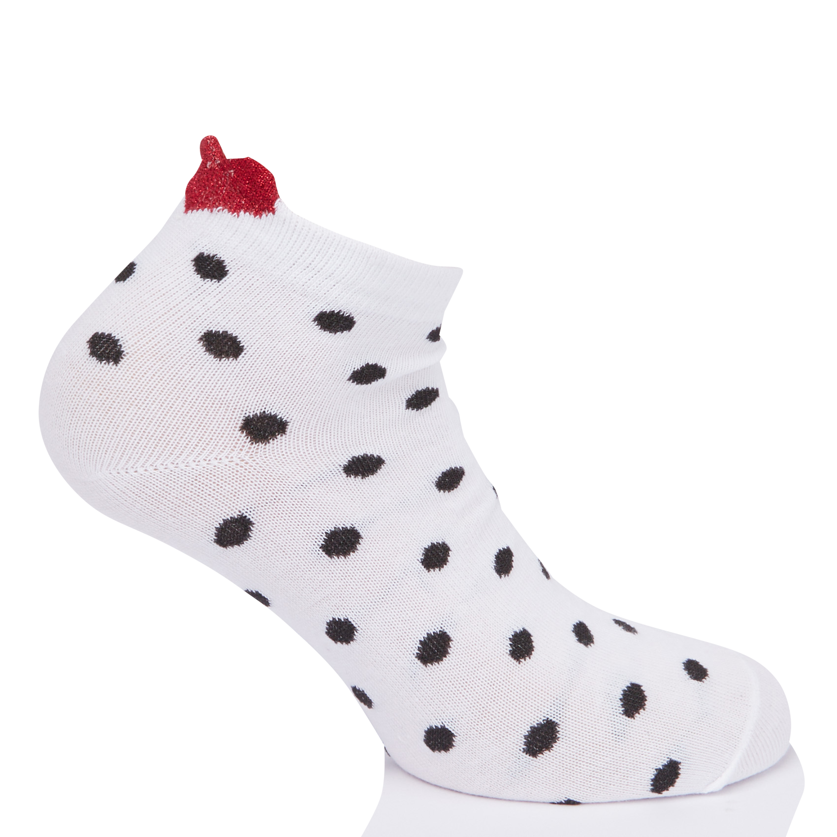 LAURA - Chaussettes languettes à pois| Blanc