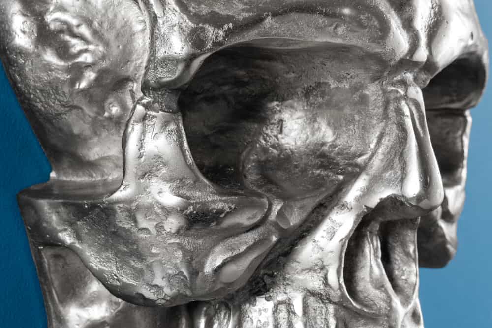 Exklusive Wandskulptur SKULL XXL 40cm silber Deko Totenkopf