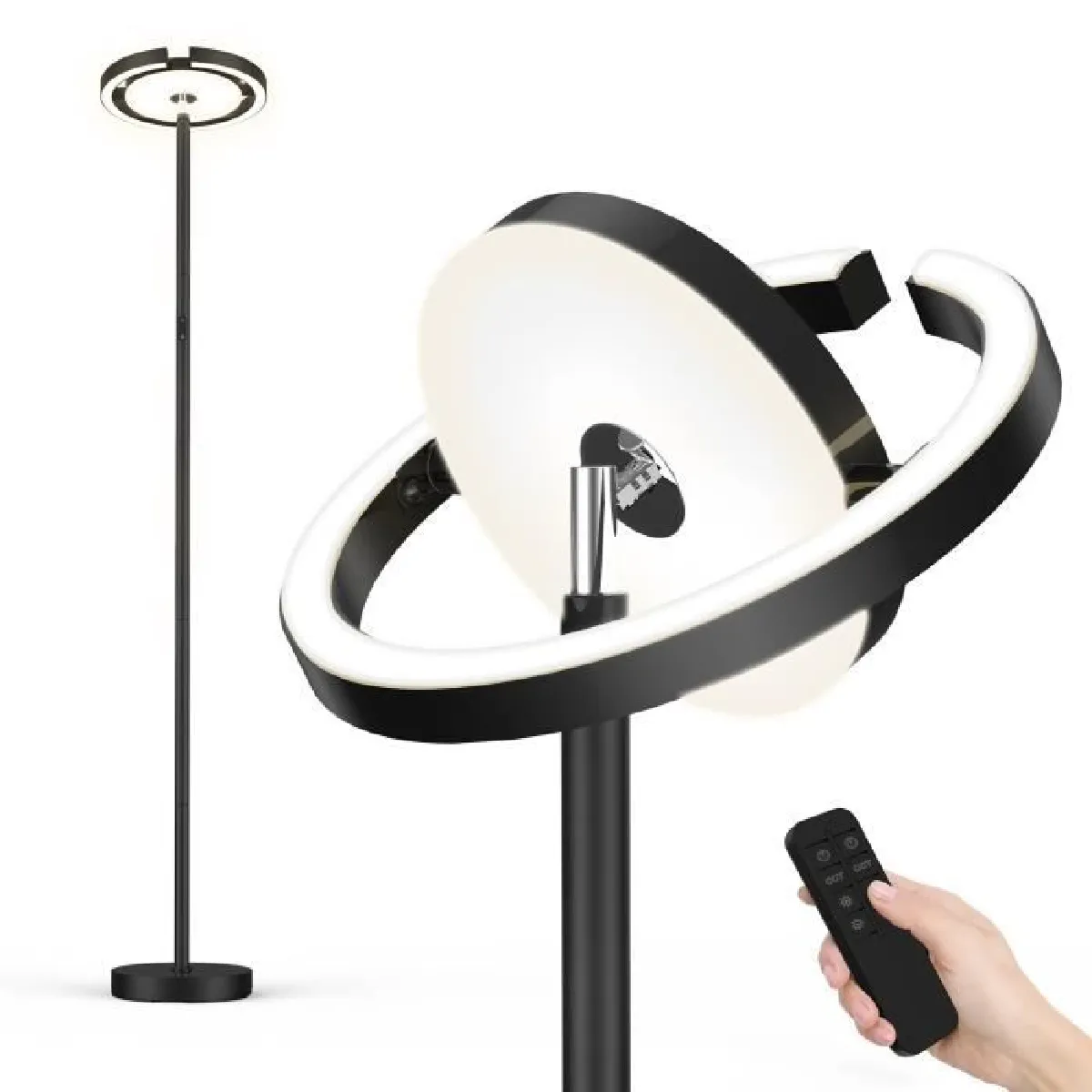 FIMEI Lampadaire sur pied - Saturne - Noir