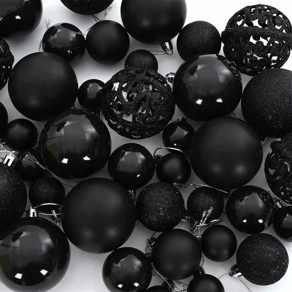 vidaXL - 61-delige Kerstballenset met 150 LED - Zwart - Kunststof