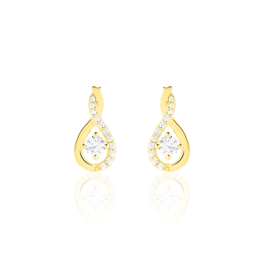 Boucles D'oreilles Pendantes Evana Or Jaune Oxyde De Zirconium