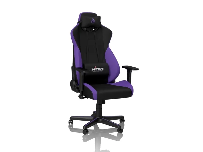 Nitro Concepts S300, Polstret vatteret sæde, Polstret vatteret ryglæn, Sort, Lilla, Sort, Lilla, Stof, Skum, Stof, Skum