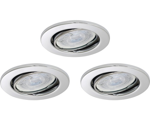 LED inbouwspots set IP23 dimbaar 3-delig 3x5,5W 3x460 lm 3000K chroom/metaal Ø 8,6/6,8 cm 230V