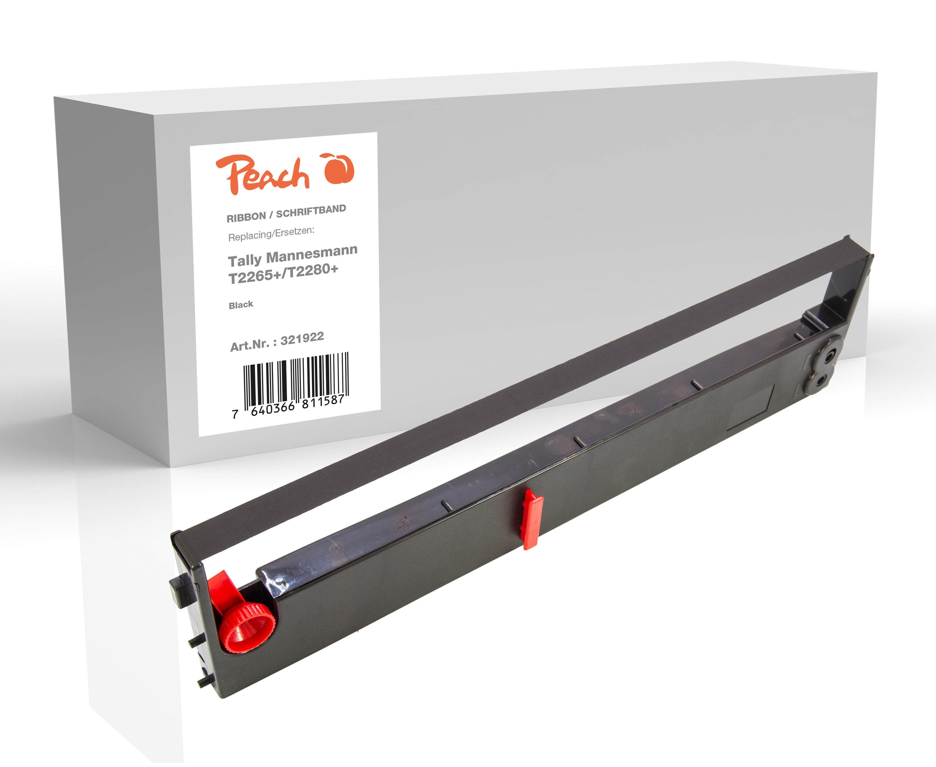 Peach Farbbandkassette kompatibel zu Tally T2265+/T2280+, schwarz Tally