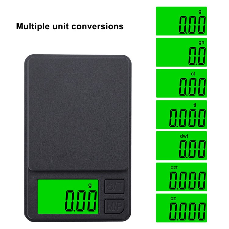 (88x56mm) Digitale Mini Küchen Feinwaage Präzisions Taschen Waage mit LCD Display (Batteriebetrieben) - Schwarz