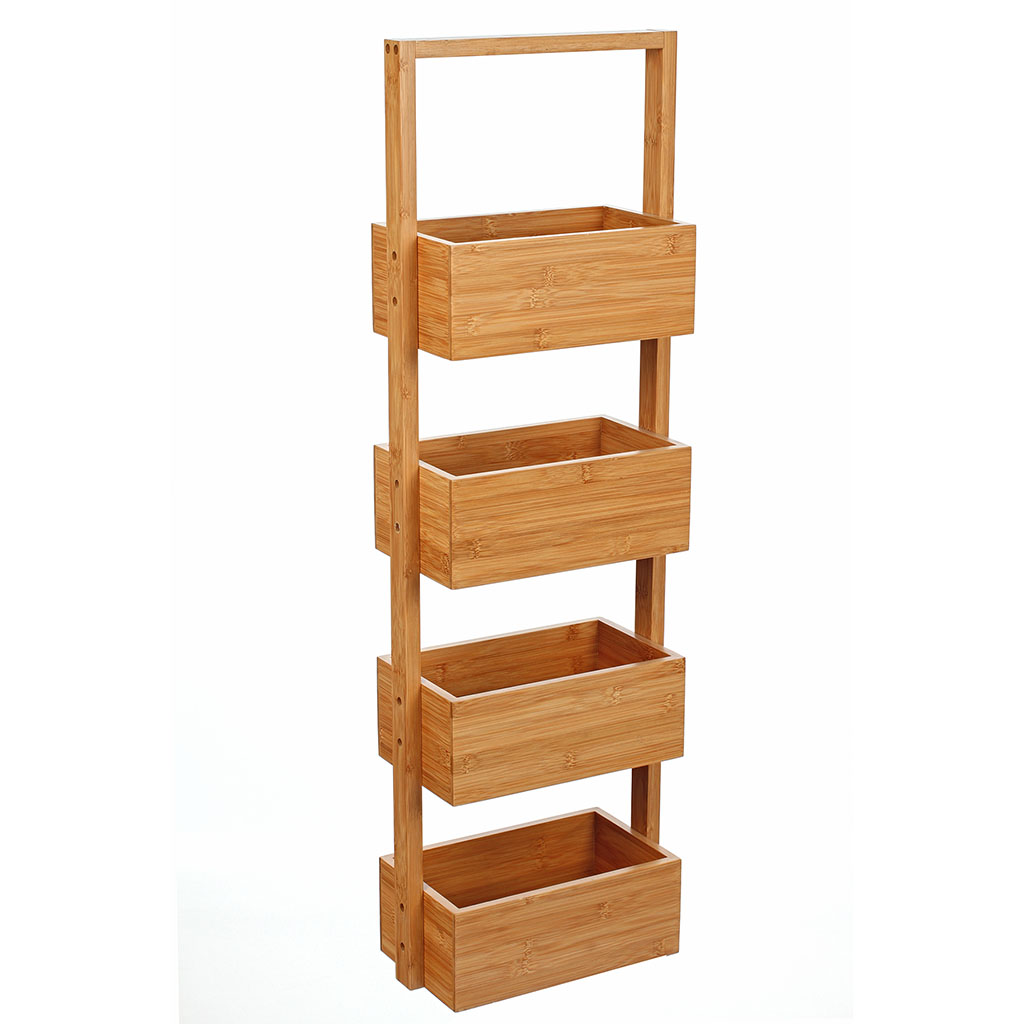 Rangement 4 niveaux bambou 28x88x16cm