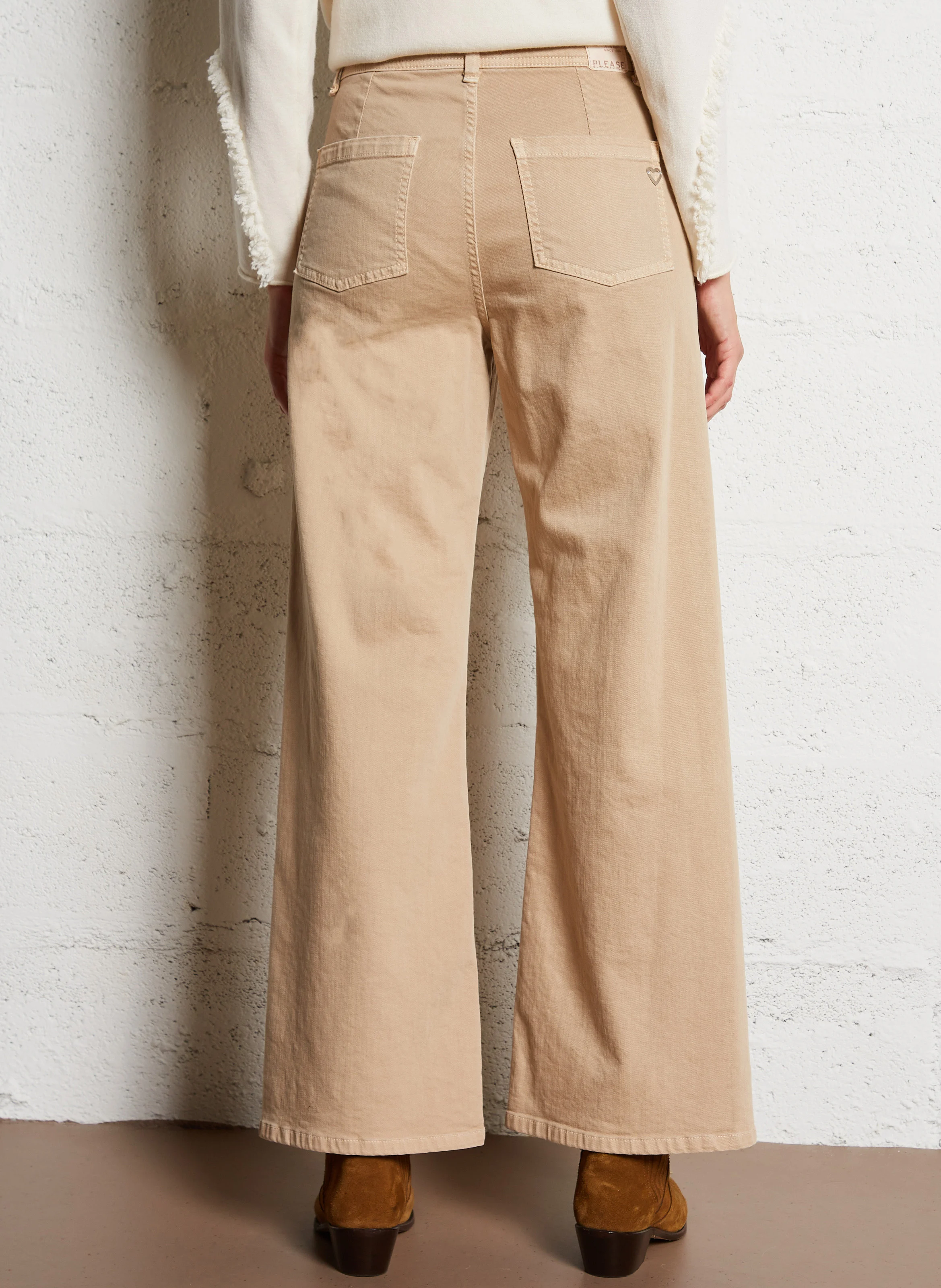 Jean large taille haute en coton | Blanc