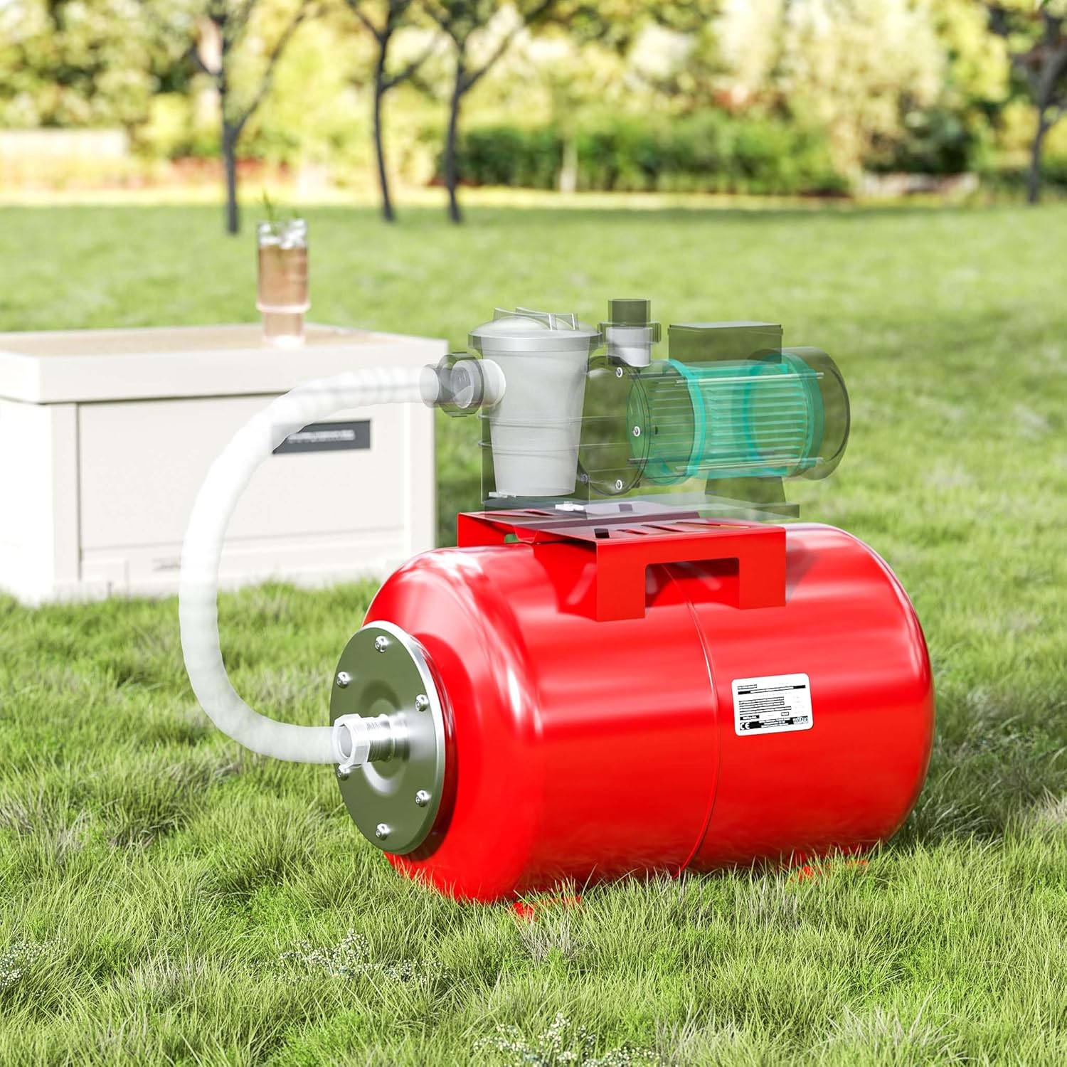 Wiltec Ausdehnungsgefäß 100 Liter, horizontaler Membrankessel für Hauswasserwerke und Druckerhöhungsanlagen mit EPDM Membran