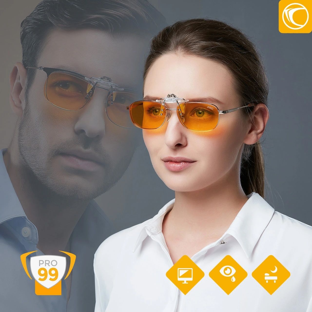 PRiSMA CLiP-ON PRO99 CP709 Blaulichtfilter-Brillenaufsatz