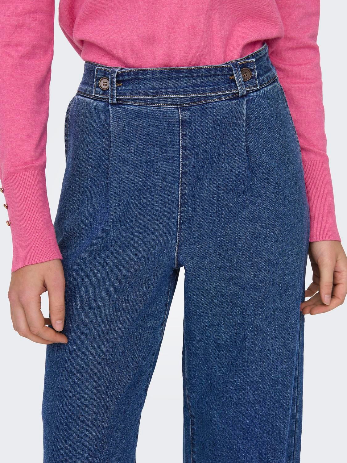 JDYGEGGO Hohe Taille Gerade geschnitten Jeans Medium Blue Denim