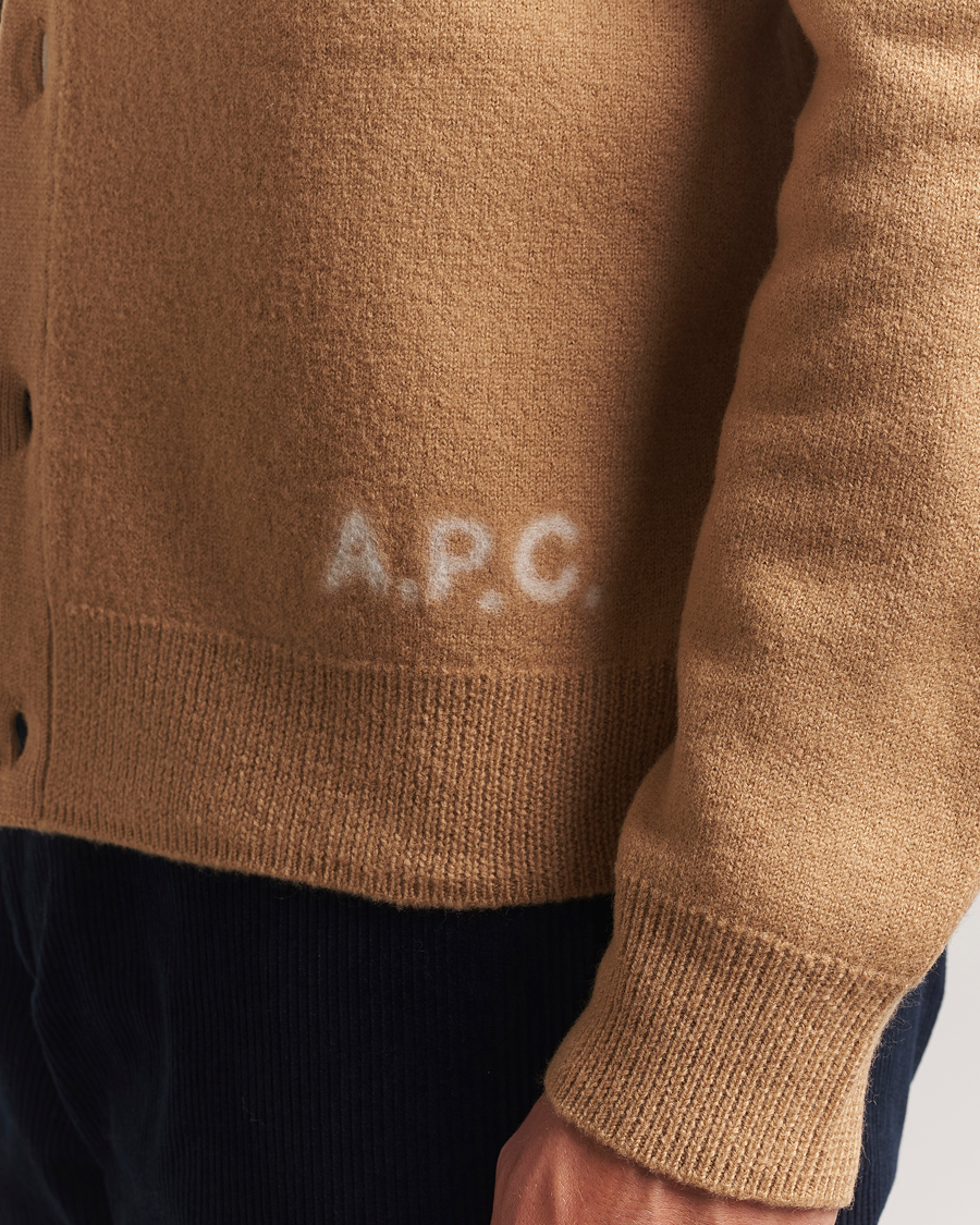 A.P.C. Kenny Wool Knitted Cardigan Camel