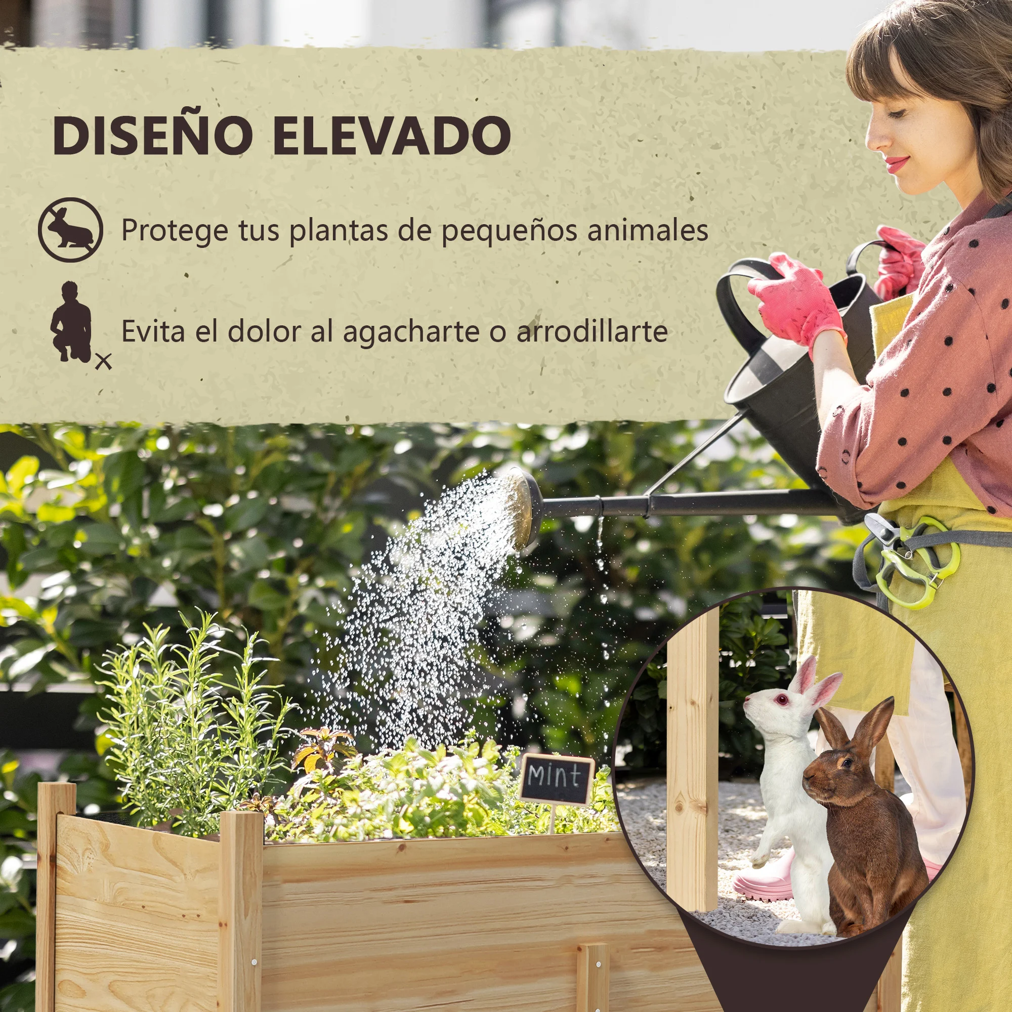 Mesa de cultivo Outsunny em madeira natural