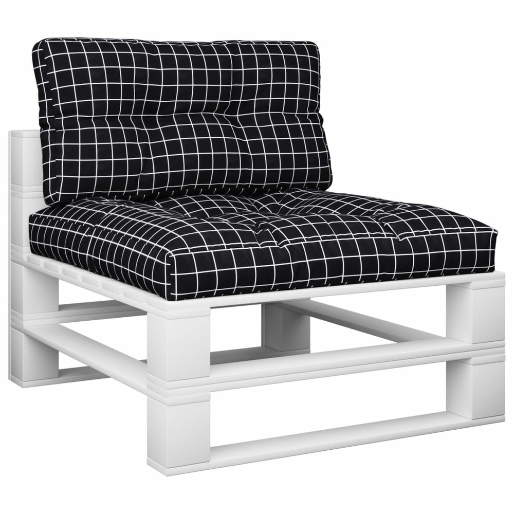 Coussins de palette 2 pcs motif à carreaux noir tissu