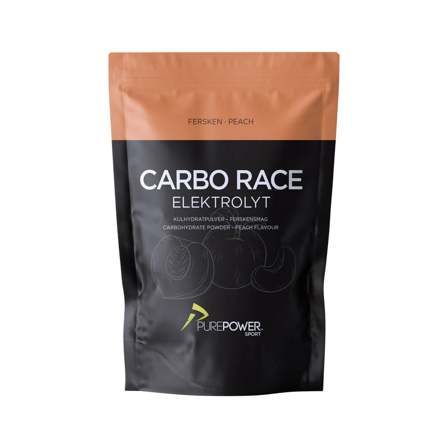 PurePower Carbo Race Elektrolyt energipulver fersken 1 kg