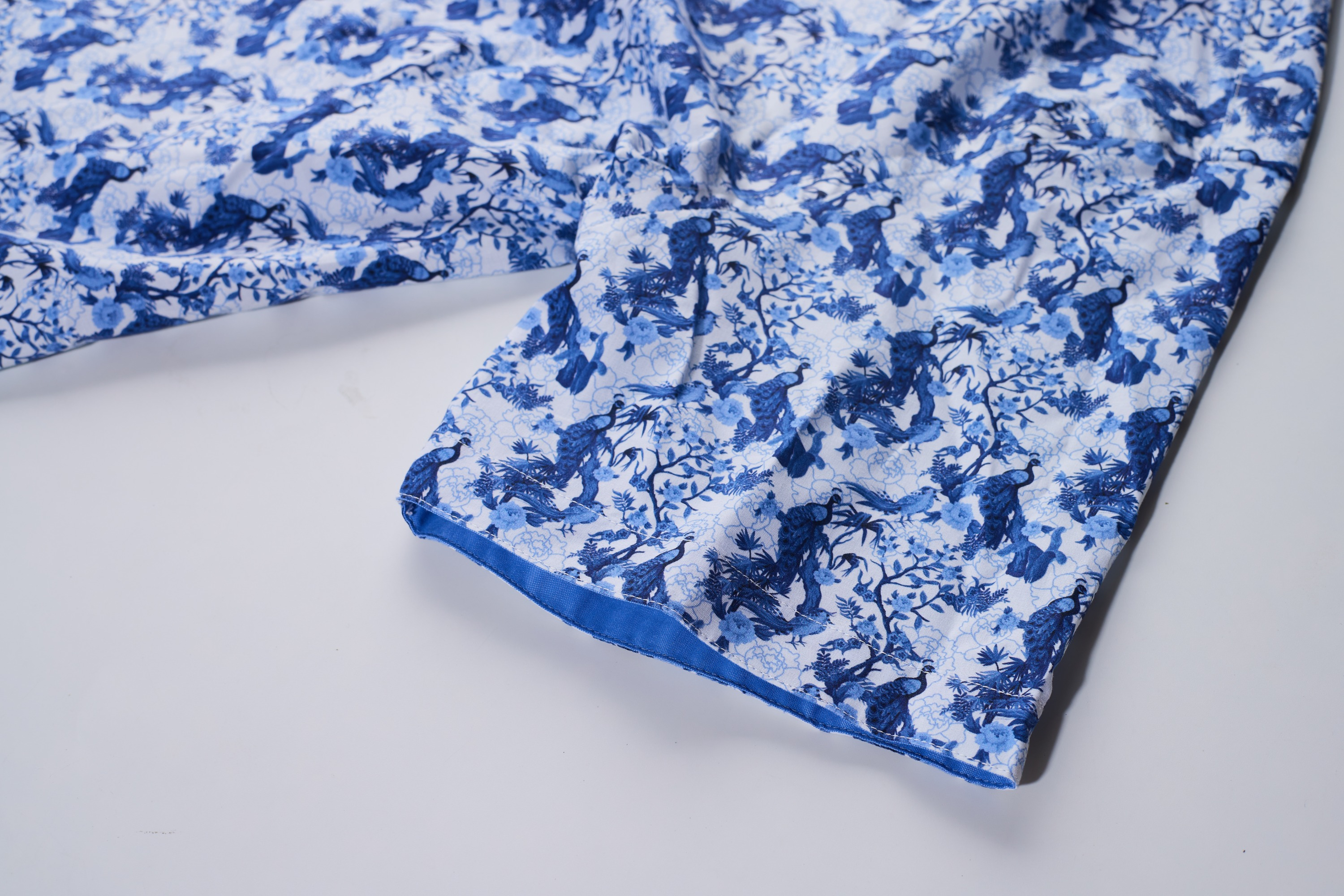 Azure Bird Garden Short Sleeve Overhemd