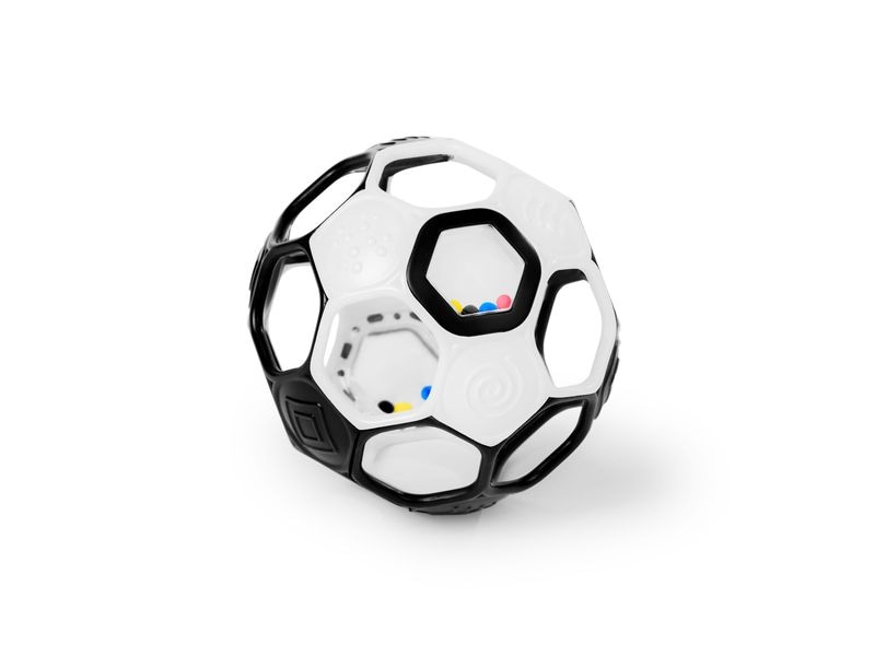Oball Beschäftigungsspielzeug Fussball Schwarz/Weiss Fussballrassel für Kinder