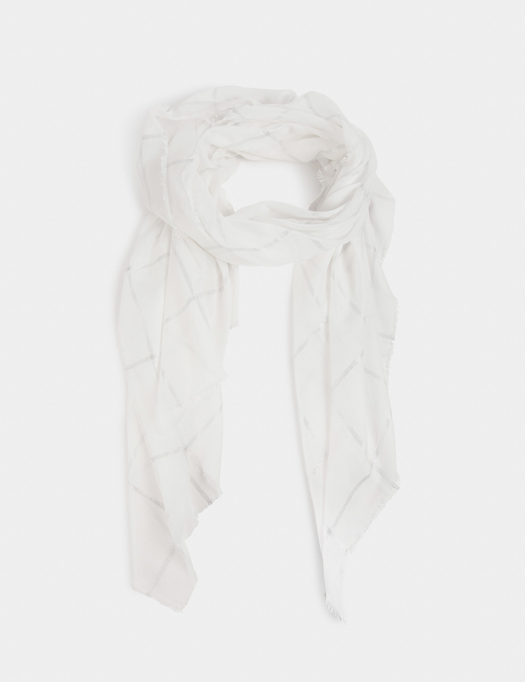 Foulard à carreaux ivoire femme - ivoire