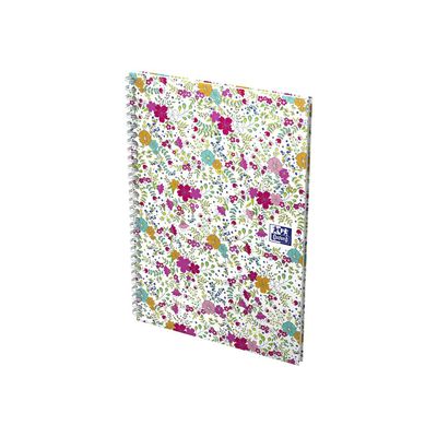 Oxford Floral - Carnet de notes à spirale - B5 - 120 pages - petits carreaux