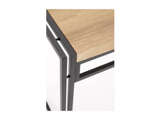 Console plateau style chêne doré et pieds en acier noir Aqua