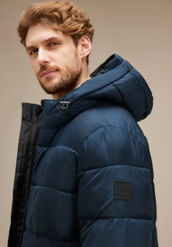 Pufferjacke im Materialmix - midnight blue
