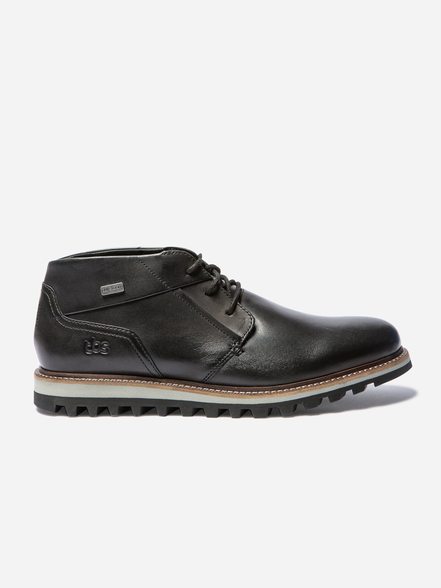 Bottillons Homme Confort Purefoam Dessus Cuir Noir