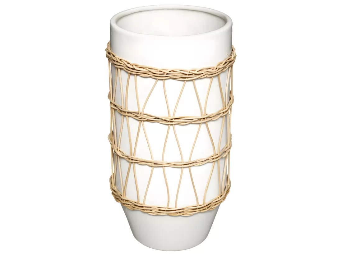 Vase en Céramique et Rotin H 25 cm