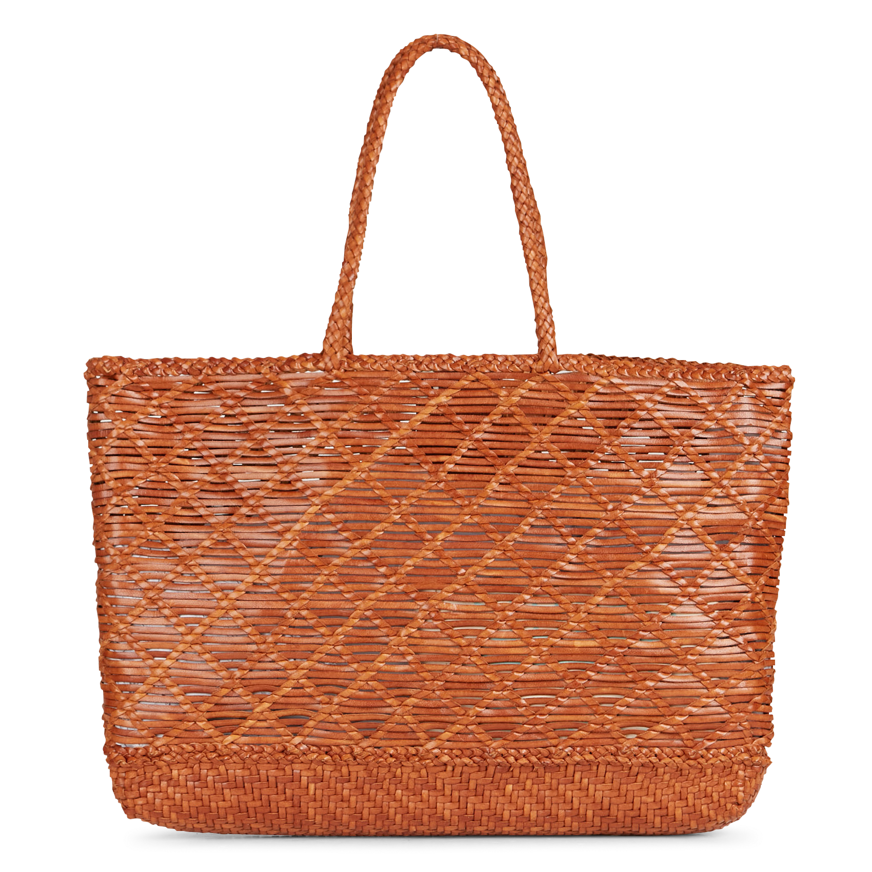 EW CORSO - Panier tissé en cuir | Marron