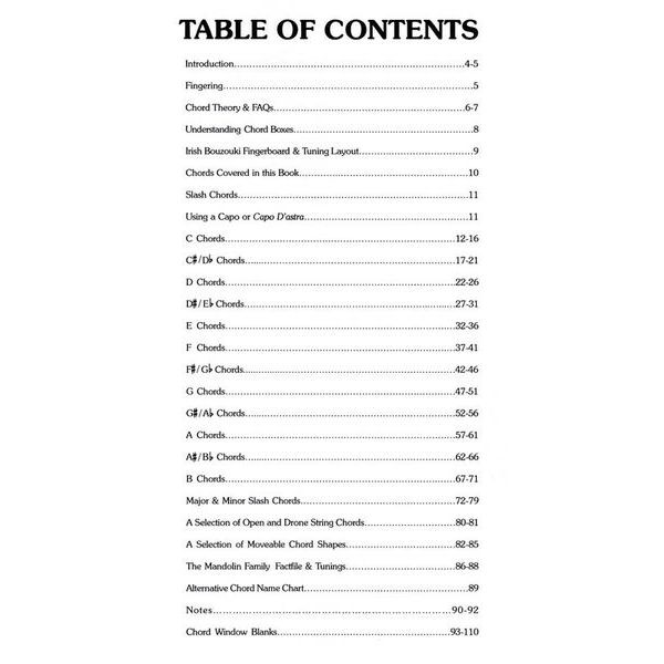 Cabot Books Publishing Irish Bouzouki Chord Bible
