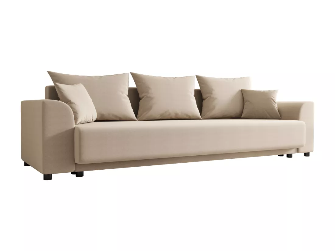 Canapé 3 places convertible en tissu beige NESSARO
