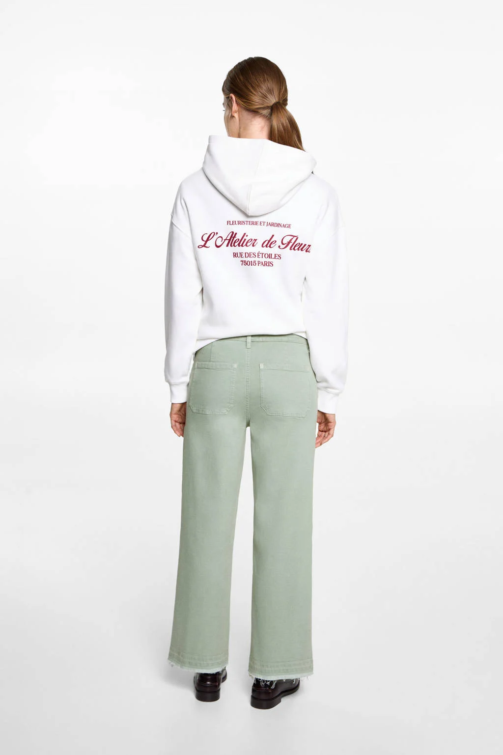 MANGO TEEN wide leg casual broek groen