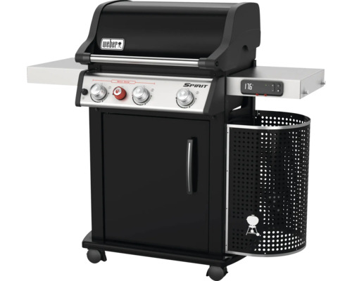 Weber Spirit 325S EPX GBS zwarte gasbarbecue met 3 branders, 116 cm hoog, vetopvangbak, warmhoudrek, dekselthermometer, zijplank en kookgereihouder